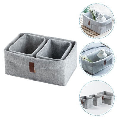  3 Pcs Kleiner Aufbewahrungskorb Aus Filz Grey Storage Basket
