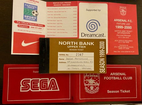 1999 / 2000 Thierry Henry 1st Arsenal Season Pass Ticket France - Picture 4 of 11