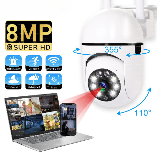 8MP Wireless Wifi IP 4X Zoom Camera AI Human Track 2Way Audio HD Night Color Cam