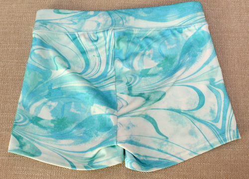Justice ATHLETIC SHORTS Girls 7 Blue Swirl Dance Gymnastics Cheer - Picture 2 of 3