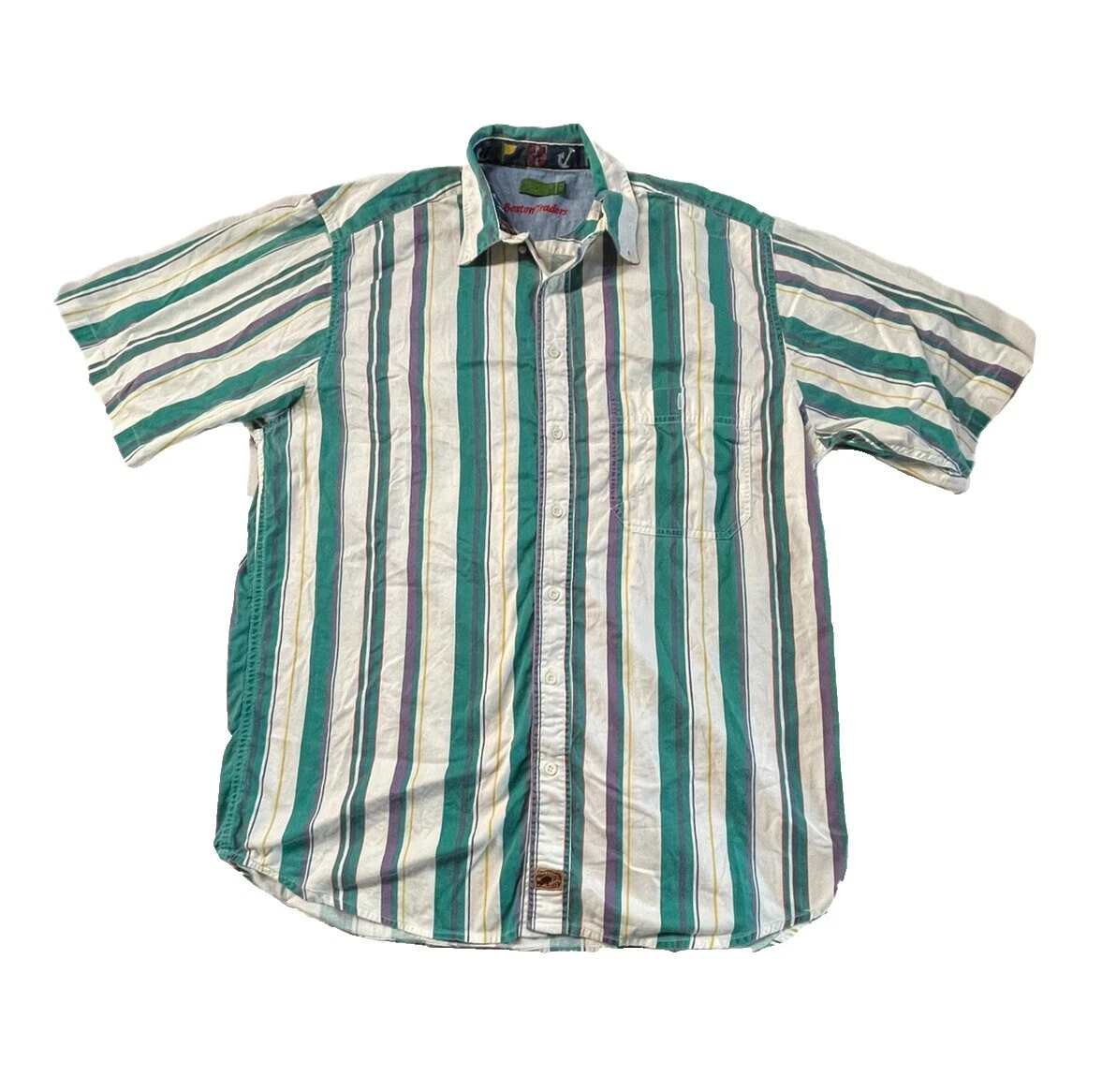 Boston Traders男式条纹休闲纽扣衬衫