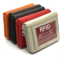 RFID Blocking Genuine Leather Women's Wallet Accordion Style Credit Card Holder
