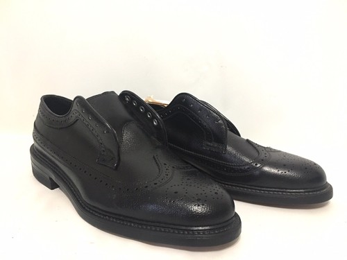 NWT Vintage O'Sullivan Executive Imperials Black Leather Wingtip Brogue Mens 8B - Picture 2 of 5