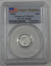 2005 USA $10 Statue of Liberty PCGS MS69 First Strike Label 1/10oz 9995 Platinum 1660.00 per troy oz
