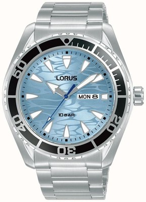 Lorus Sportuhr Diver DayDate hellblau Wellen Zifferblatt RH389AX9 UVP 84,99£