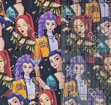 Custom 100 Cotton Woven Fabric Demon Hunters Anime By The 1/4 Yard 9x56 Collage