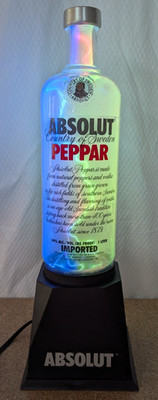 Absolut Peppar Vodka Plasma Lamp Bottle Lighted Display Sign 15'' - see video