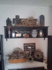 Primitive Early American Colonial Rustic Country Farmhouse Wood Wall Box Shelf