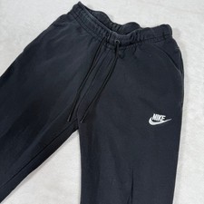 Nike Sportswear Club Fleece Joggers Black White Logo Drawstring Waist XSmall