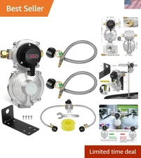 Automatic Changeover LP Propane Gas Regulator & Hoses with Color Gauge Included
