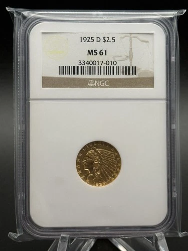 1925-D Indian Head Quarter Eagle $2.5 Gold NGC MS61