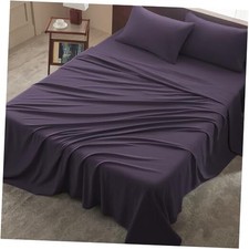 Size 4 Piece Sheet Set - Comfy Breathable Cooling Bed Sheets Queen Purple