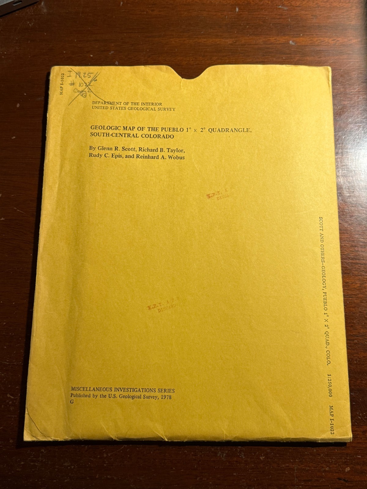 Geologic Map of the Puebo 1 x 2 Quadrangle South Central Colorado 1978