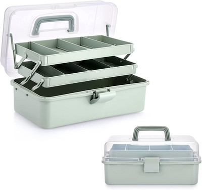 BTSKY 3-Layer Plastic Dividing Storage Box Craft Organizer and Storage with Adju