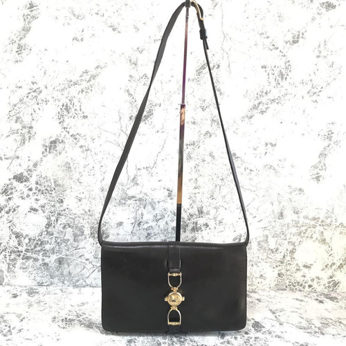 CELINE Pferdekutsche Schultertasche Leder braun Innentasche Reißverschluss Vintage - Bild 1 von 24