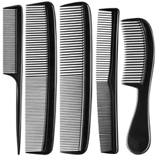 5 Piece Combs for Women and Man, Premium Black Hair Comb, Fine Tooth Tail Profes