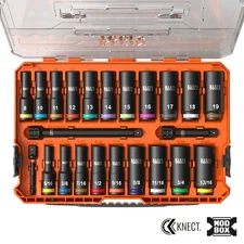 Klein Tools Knect Deep-Well 3/8 Inch Drive Socket Set, Sae And Metric, 23 Pieces