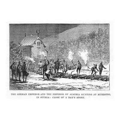 AUSTRIA German & Austrian Emperor's Hunting in Styria - Antique Print 1888