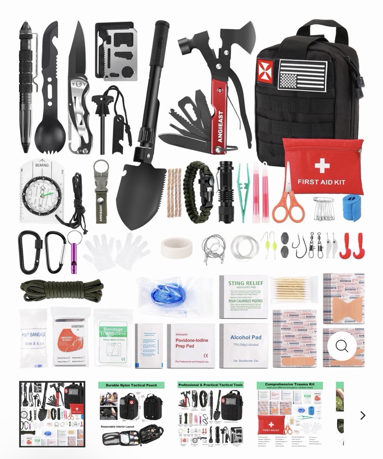 250 Piece Emergency Survival Kit with Survival Gear tools first aid alternate view 2