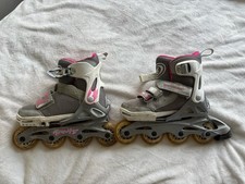 Kids Girls Pink/Grey Adjustable Rollerblades Uk1-4 Eu33Inline Skates