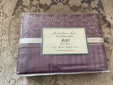 NWT Frette 4 Pc Medallion Lace Sheet Set Lilac CAL KING 100 Cotton Sateen