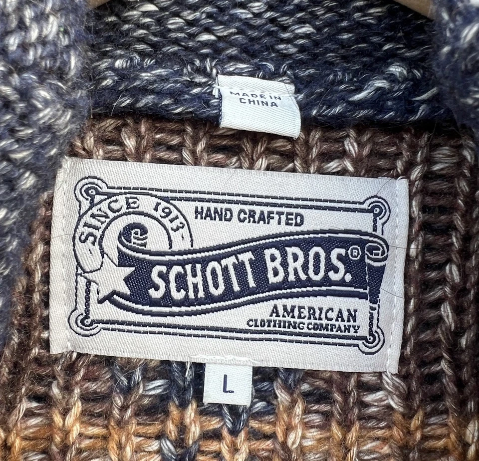 Schott Bros NYC Prescott Southwestern Wool Yak Blend Shawl Cardigan Sweater Sz L - Image 2 of 4