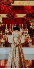 EJAAZ BRAND Bridal Lehenga - Reception, Sangeet, Gold Silver, Beads, Sequins