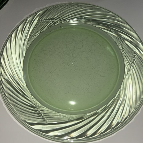 Set of 6 VTG Glass Pyrex FESTIVA Swirl Green Dinner Plates (12128-2) - Picture 4 of 14