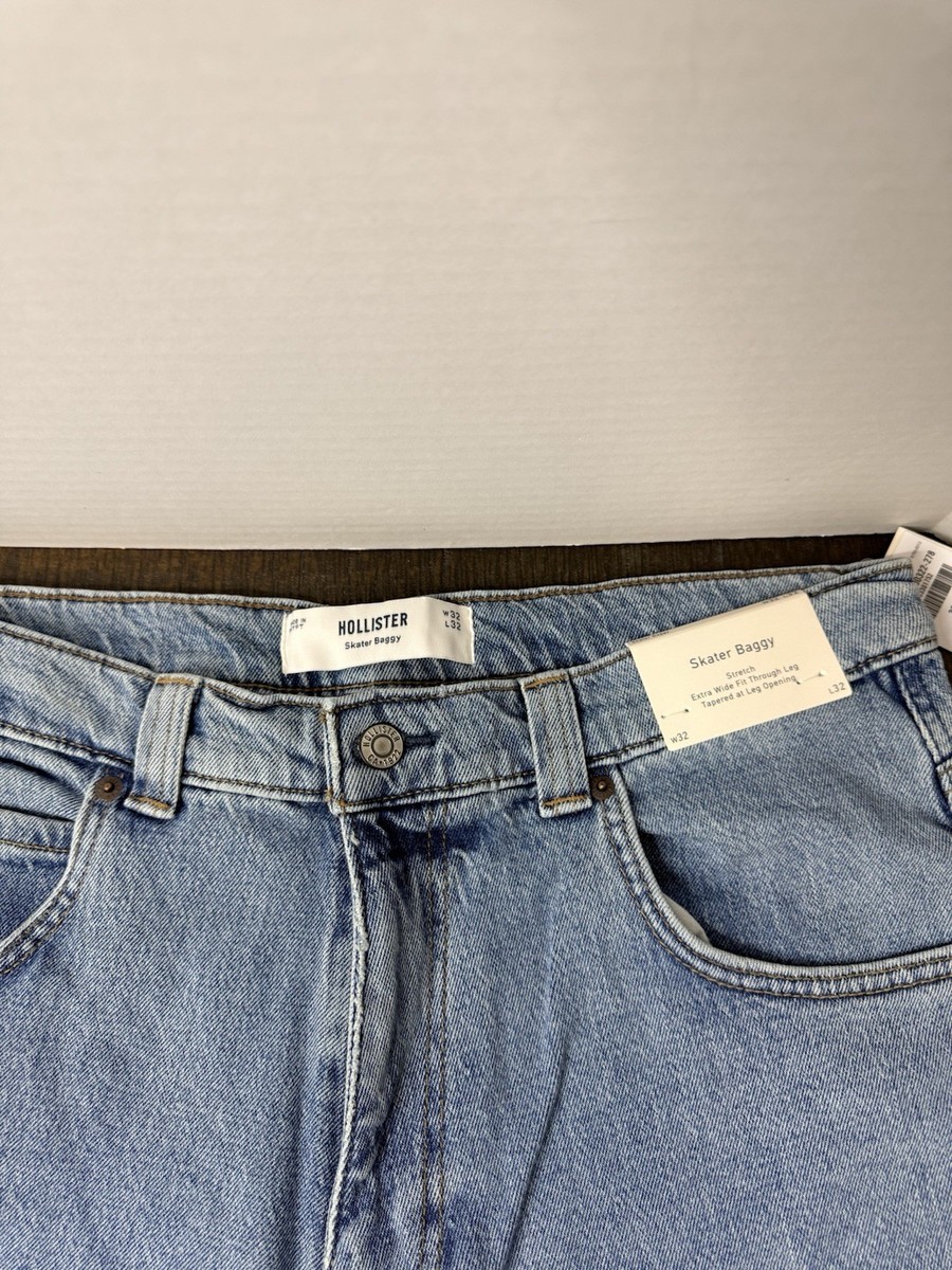 Hollister Skater Baggy Jeans 32 32 Light Wash NWT | eBay