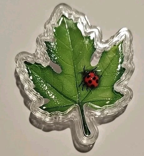 2025 .999 Silver Maple Leaf 1.5g Bar – Ladybug Green Collectible Bullion