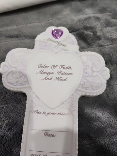 Precious Moments Standing Cross February Birthstone Figurine - Picture 7 of 9
