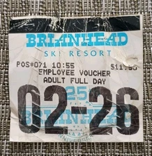 Vintage 1980s Brian Head Utah Ski Lift Ticket Skiing & Snowboarding Resort