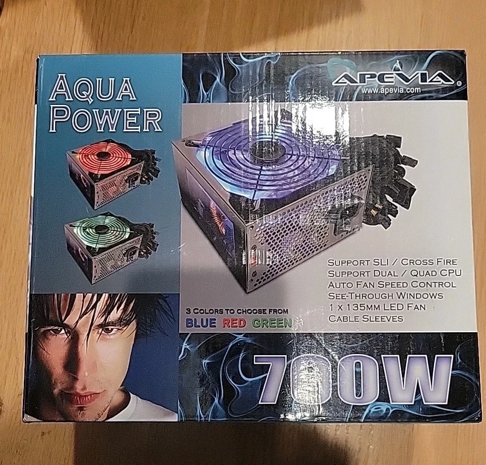 Apevia 700 watt  ATX power supply ATX-AQ700W BLUE NEW! - Image 2 of 4