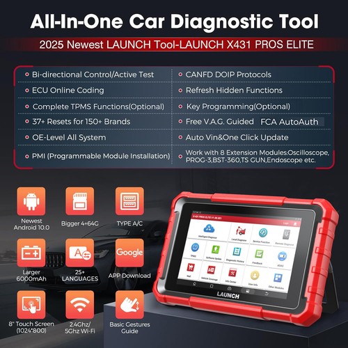 Appareil de diagnostic LAUNCH X431 Pro Elite V+ PRO 5 OBD2 codage ECU CRP129X CRP123X - Photo 5/49