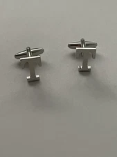 Cufflinks, Initial T , Bullet Back Silver-tone 