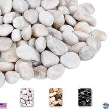 GRISUN 15LB White Rocks for Garden Landscaping, 1-2 Inch Polished Decorative