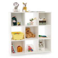 9-Cube Kids Toy Storage Organizer Wooden Children  s Bookcase Display Bookshelf