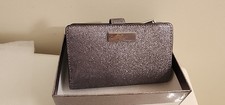 Kate Spade Metallic Medium Compact Bifold Wallet Glitter Silver