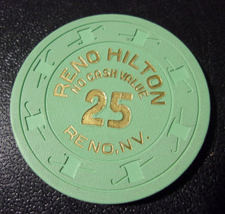 RENO HILTON HOTEL CASINO 25 NCV hotel casino gaming poker chip Reno NV