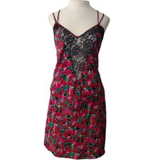 Victoria  s Secret red floral lace slip dress vintage gold label Large