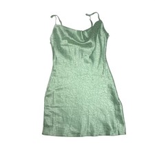 Nasty Gal Collection Slip Dress Womens 0 SageGreen NEW Rose Floral Jacquard Mini