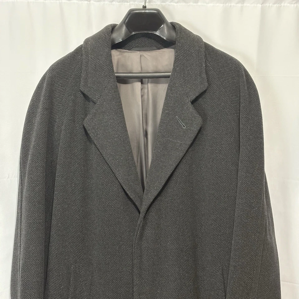 Abrigo Hugo Boss De Colección Para Hombre 40L Gris Espiga Lana Cachemira Ventilación Única Foto 2 de 4