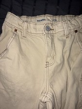 Old Navy Boys Beige Cargo Baggy Jeans Size 8 10 Adjustable Waist Pockets