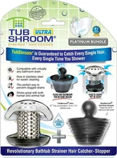 TubShroom® Ultra (Stainless) Strainer Plus StopShroom® Plug Combo for Tub Drains