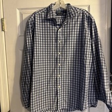 Polo by Ralph Lauren xl Blue/White Classic Fit Long Sleeve Button Up Shirt