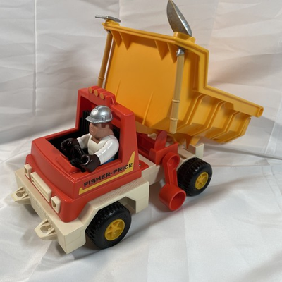 #ad #ad VINTAGE FISHER PRICE Husky Helpers #328 Highway Dump Truck Figure amp; Tools 1979 $13.25