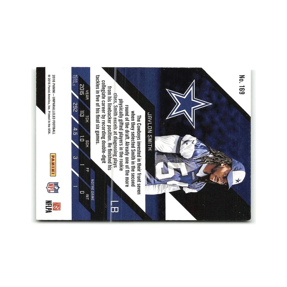 Jaylon Smith Rookie 2016 Panini Unparalleled #169 Dallas Cowboys NM - Image 2 of 3