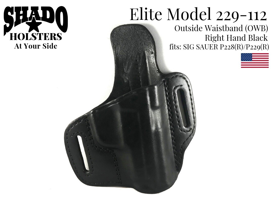 SHADO Leather Holster USA Elite Model 229-112 Right Hand Black OWB Sig Sauer - Picture 6 of 11