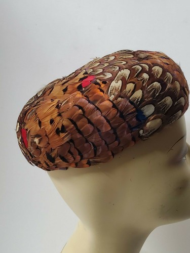 VINTAGE PEACOCK FEATHER HAT UNIONMADE STUNNING PHEASANT WOMEN'S HAT - Picture 4 of 12