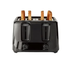 Mainstays 4-Slice Toaster Black with 6 Shade Settings and Removable Crumb Tray